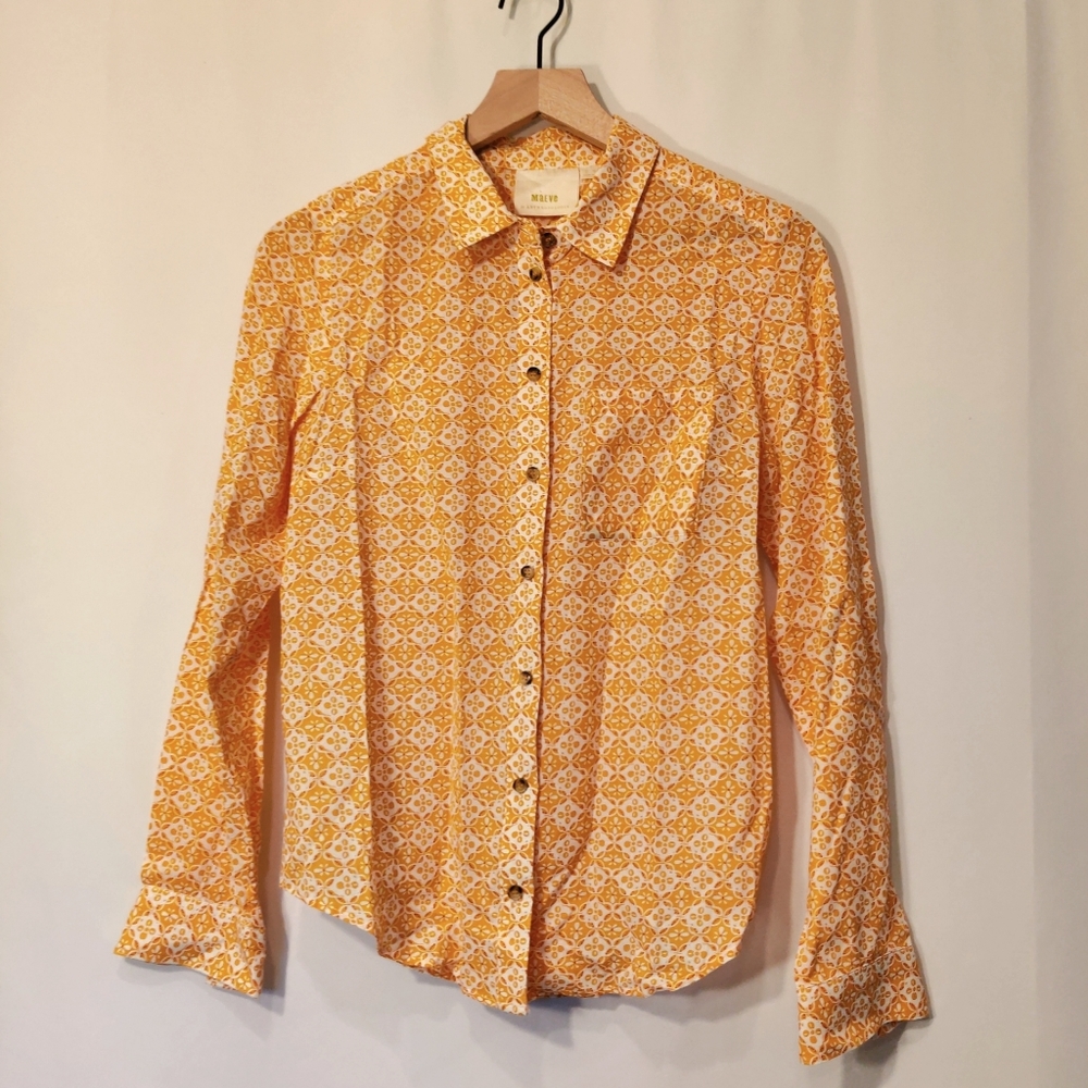 Anthropologie Maeve Yellow Long Sleeve Top